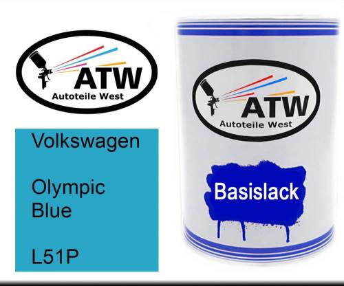 Volkswagen, Olympic Blue, L51P: 500ml Lackdose, von ATW Autoteile West.